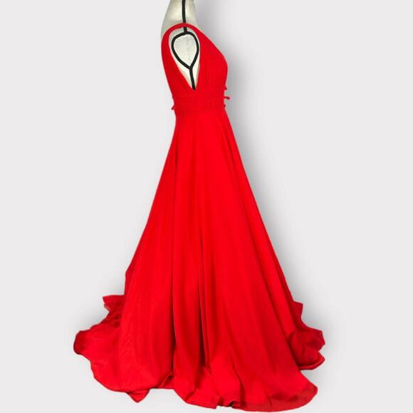 IEENA for Mac Duggal 55379 Red Chiffon A-Line Ballgown Women's Sz 2 NWT - Picture 6 of 10